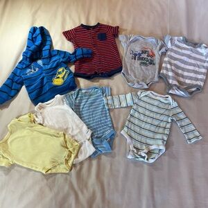 Assorted Boys’ One Pieces Sets w/Fleece Hoodie, Multiple Brands, Size 0-3 months